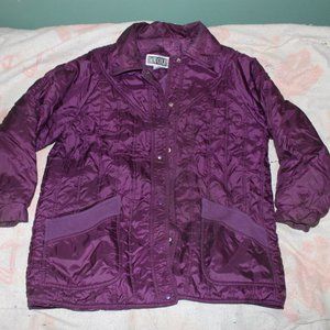 Vintage Dani Colby Women's Purple Snap Puffer Coat Jacket Size XL